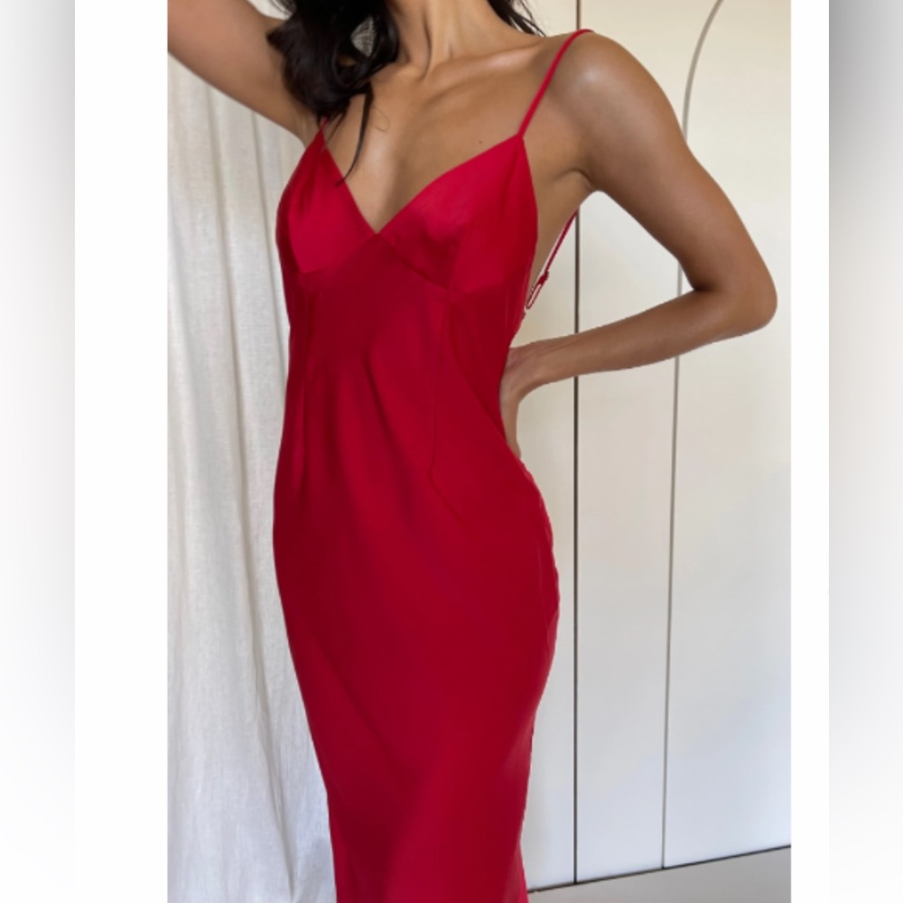 Red Satin Maxi Dress